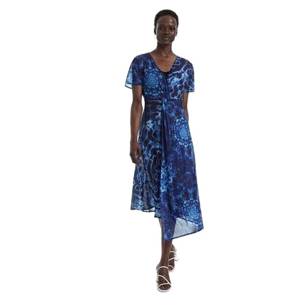 NEW Asymmetrical Boho Blue Desigual High Low Front, Size S - Picture 3 of 15